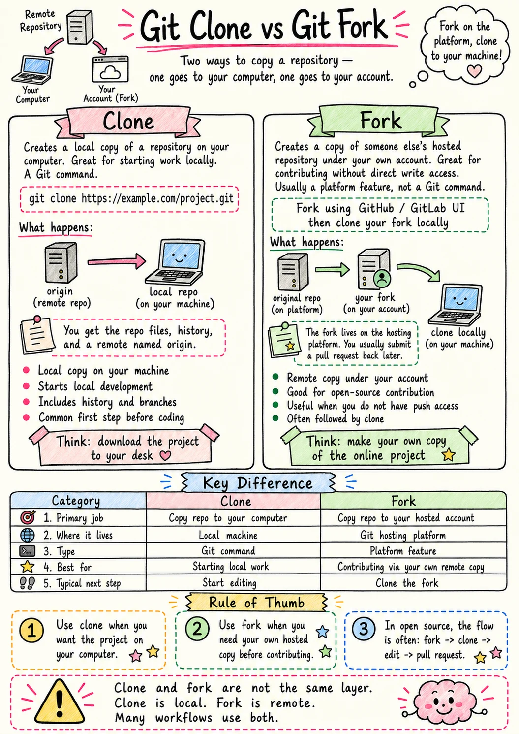 Clone vs Fork