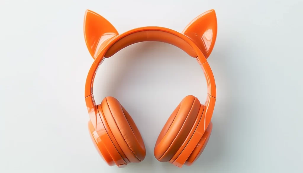 Orange headset with cat ears